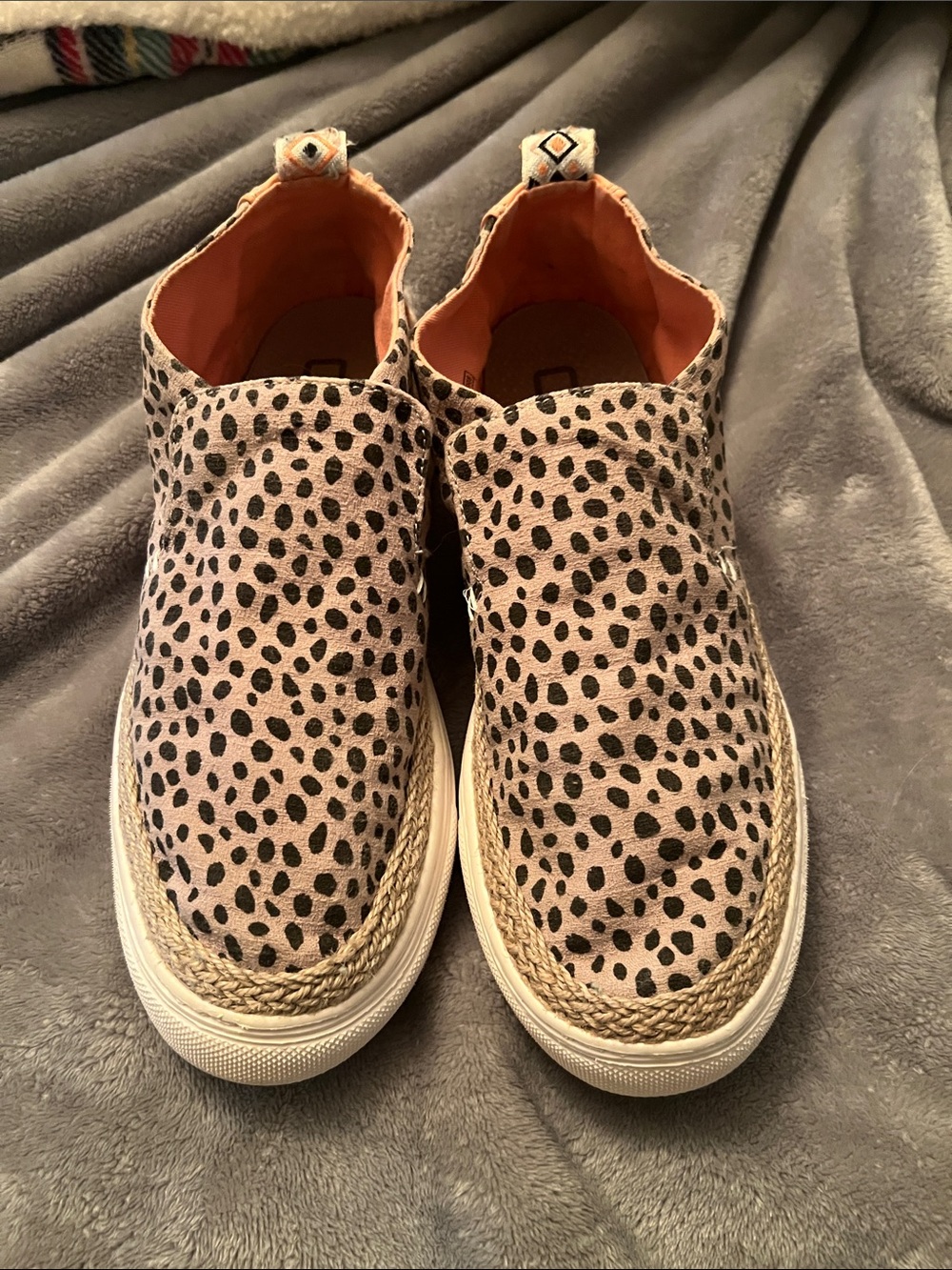 Hey Dude Women's Slip-On Sneakers in Blush Pink with Black Spots